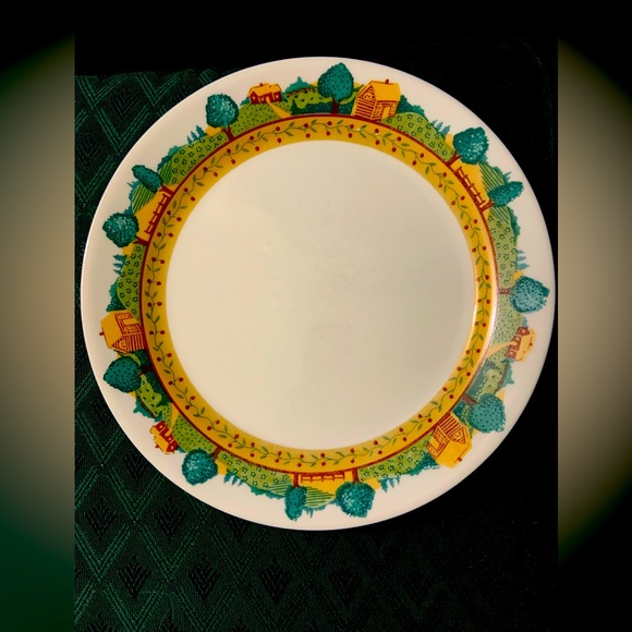 Corelle Landscape set of 4 Dinner Plates Log Cabin Woods 10 1/4" - Picture 1 of 4